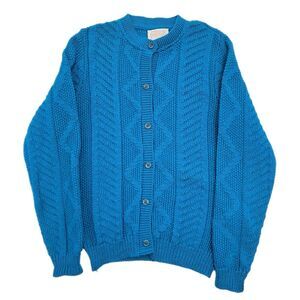 Vintage Pendleton 100% Virgin Wool Sweater Teal Blue Cardigan Women S USA Made